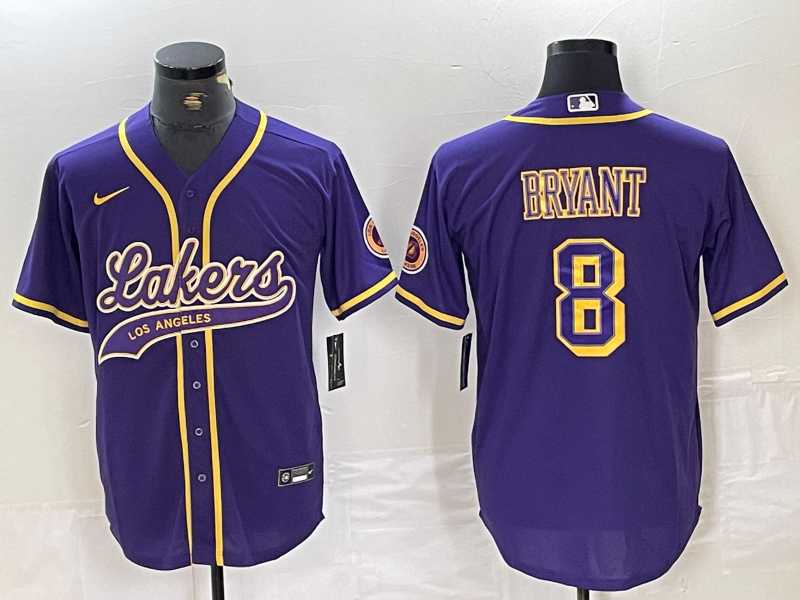 Men's Los Angeles Lakers #8 Kobe Bryant Purple Cool Base Stitched Baseball Jersey,We sell and wholesale Men's Los Angeles Lakers #8 Kobe Bryant Purple Cool Base Stitched Baseball Jersey on line form chian!